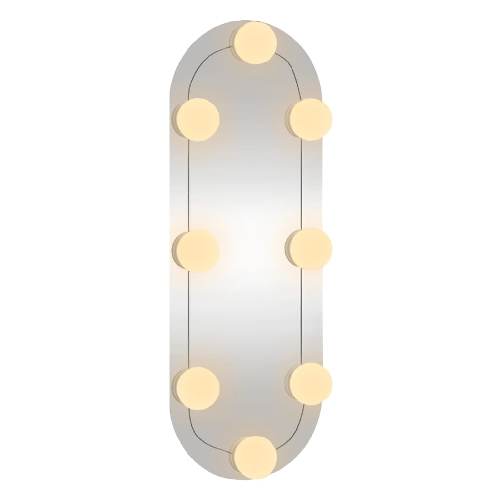 vidaXL Specchio da Parete con Luci LED 15x40 cm Vetro Ovale