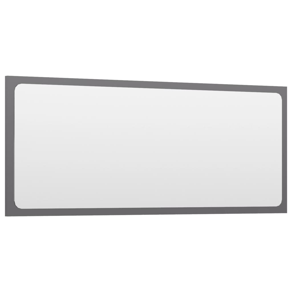 vidaXL Specchio da Bagno Grigio Lucido 90x1,5x37 cm Legno Multistrato