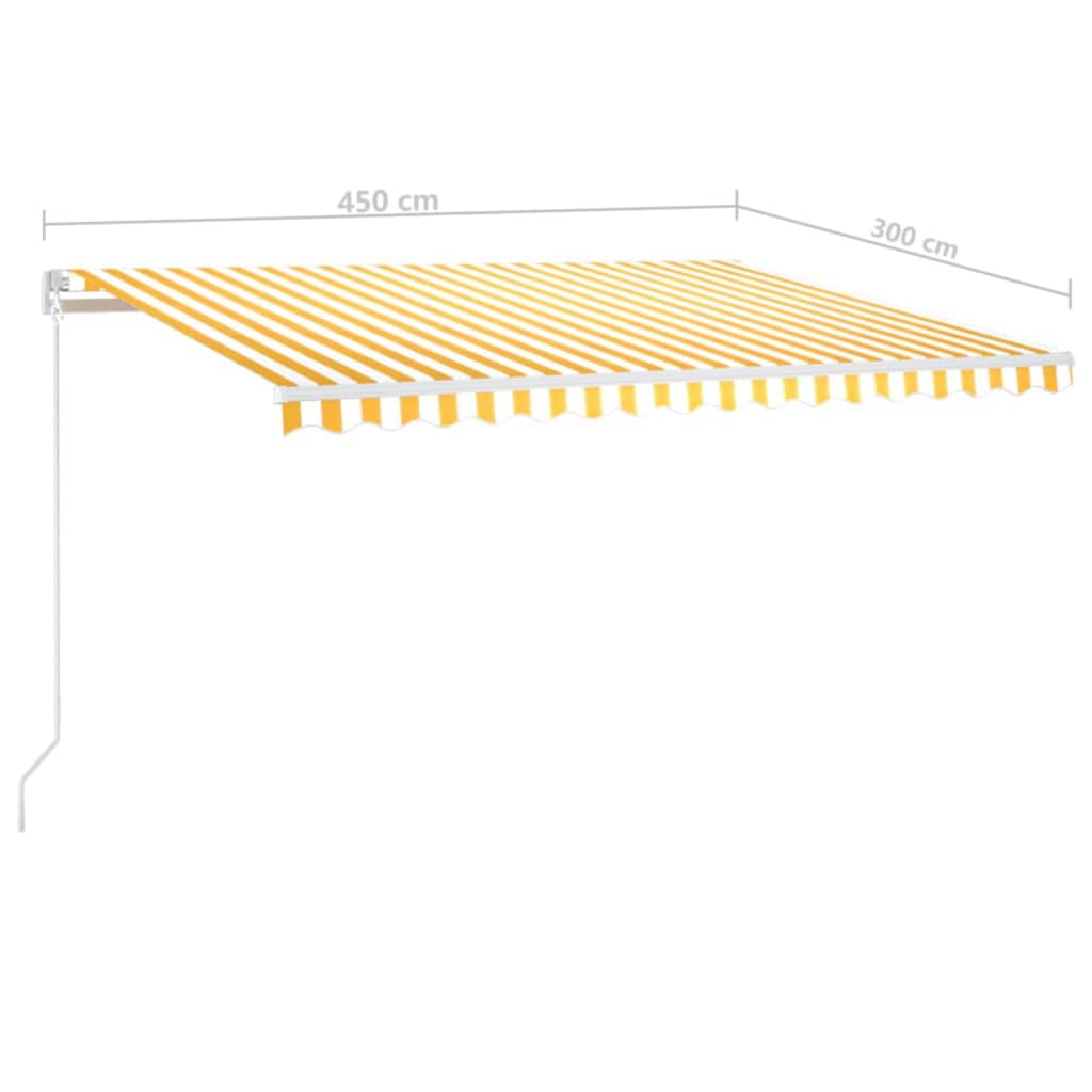vidaXL Tenda da Sole Retrattile Manuale 450x300 cm Gialla e Bianca