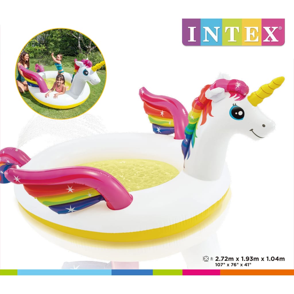 Intex Piscina per Bambini Unicorno con Spruzzo 127x102x69 cm