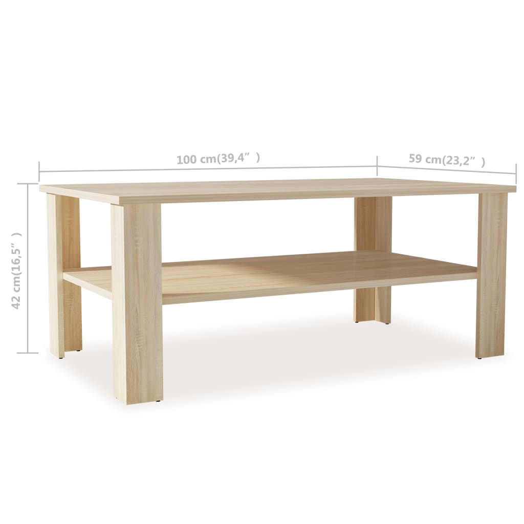 vidaXL Tavolino da Salotto in Legno Multistrato 100x59x42 cm Rovere