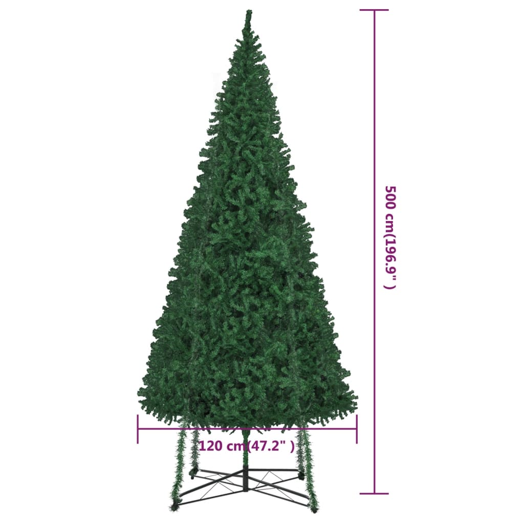 vidaXL Albero di Natale Artificiale con Base 500 cm Verde