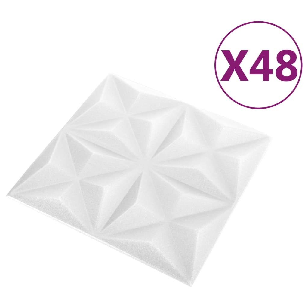 vidaXL Pannelli Murali 3D 48 pz 50x50 cm Bianchi Origami 12 m²