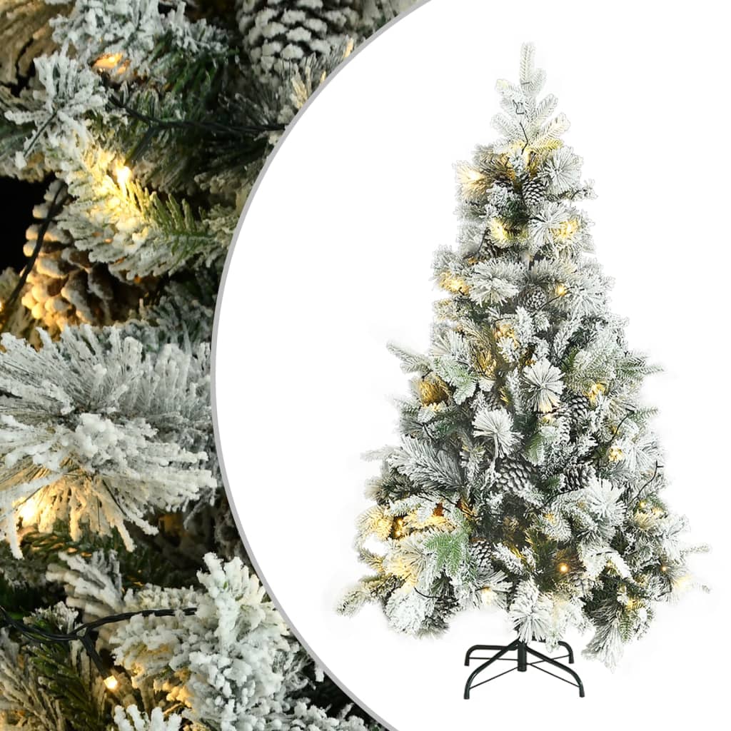 vidaXL Albero di Natale Innevato Preilluminato Pigne 195cm in PVC e PE