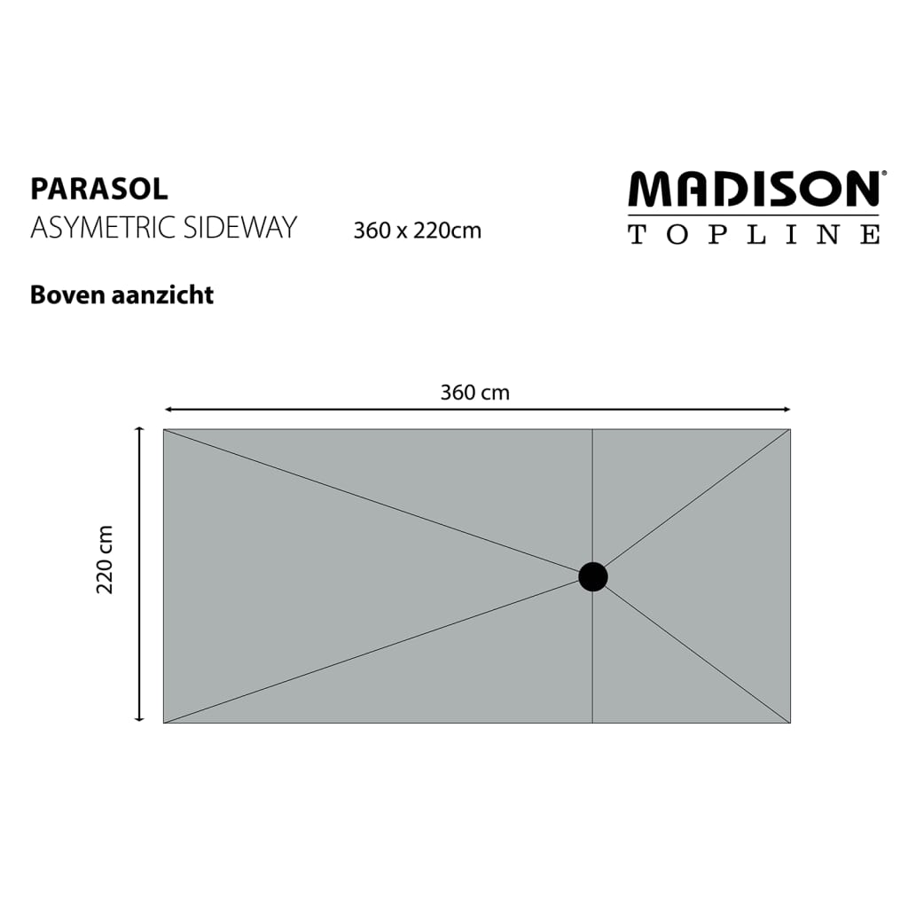 Madison Ombrellone Asymmetric Sideway 360x220 cm Grigio Talpa PC15P015