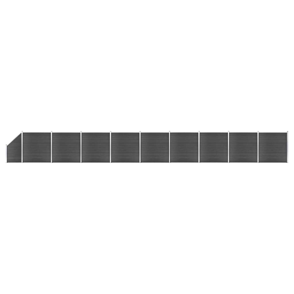 vidaXL Set Pannelli di Recinzione in WPC 1657x(105-186) cm Nero