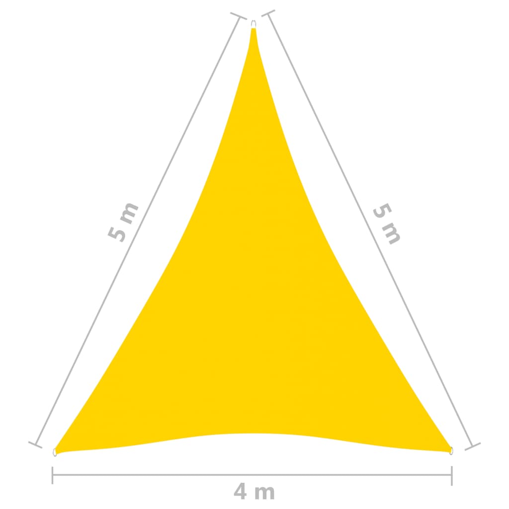 vidaXL Parasole a Vela Oxford Triangolare 4x5x5 m Giallo