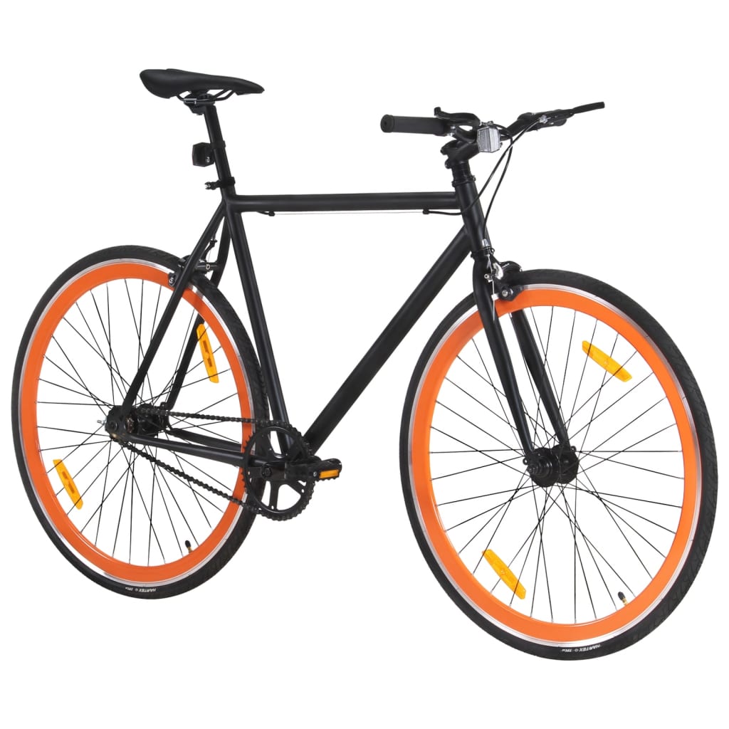 vidaXL Bicicletta a Scatto Fisso Nera e Arancione 700c 55 cm