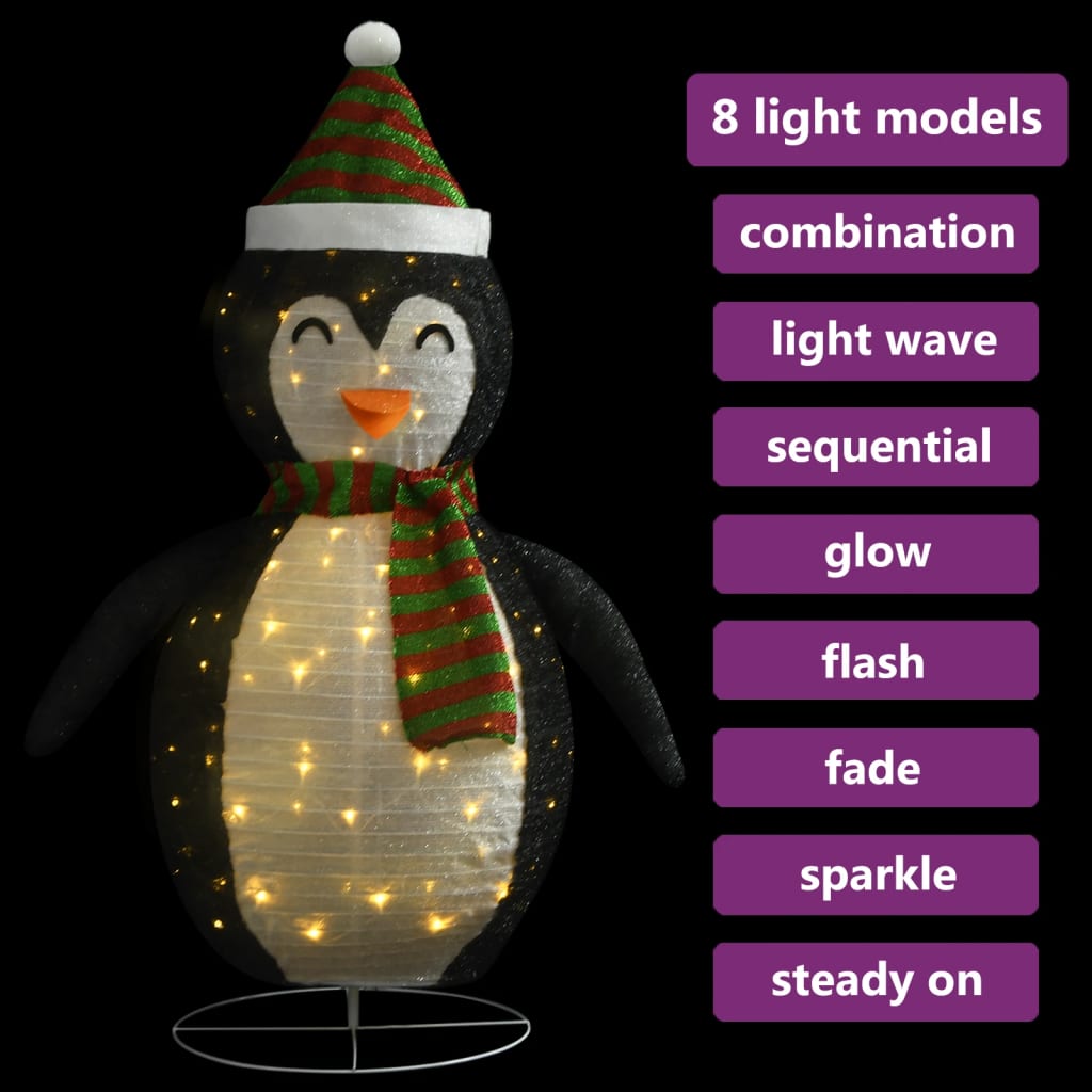 vidaXL Figura Decorativa Natalizia Pinguino LED Tessuto Pregiato 90 cm