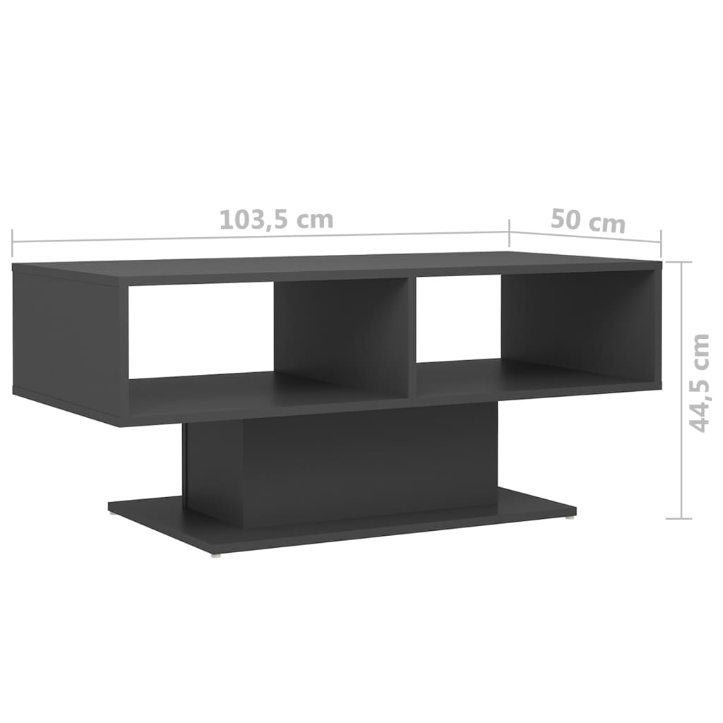 vidaXL Tavolino da Salotto Grigio 103,5x50x44,5cm in Legno Multistrato