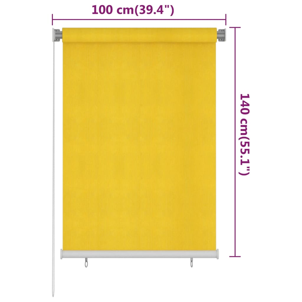 vidaXL Tenda a Rullo per Esterni 100x140 cm Gialla HDPE