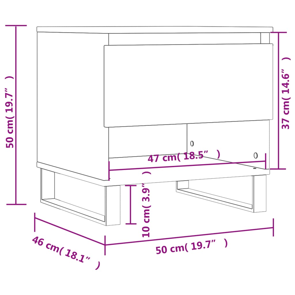 vidaXL Tavolino da Salotto Bianco 50x46x50 cm in Legno Multistrato