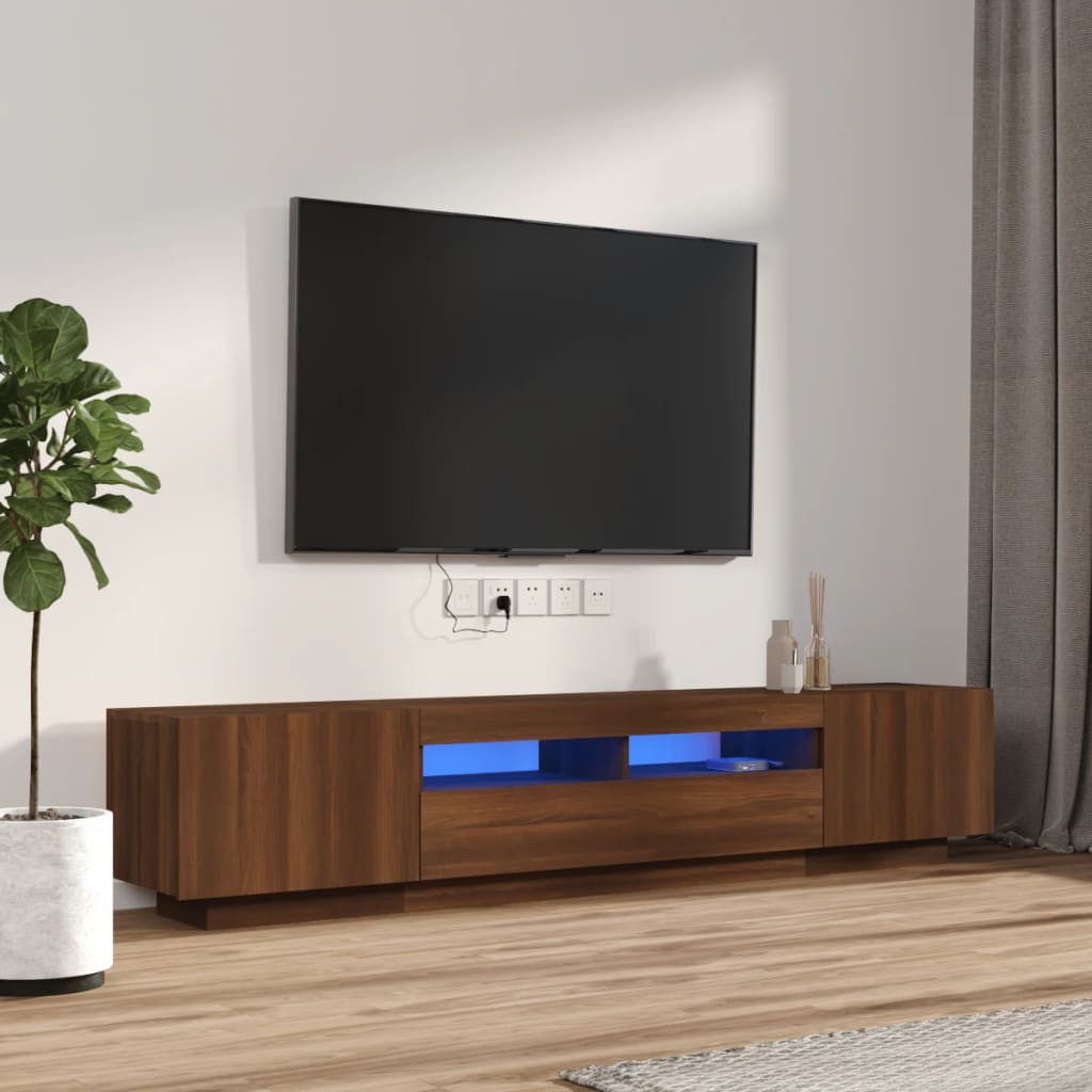 vidaXL Set Mobili TV 2pz con Luci LED Rovere Marrone Legno Multistrato