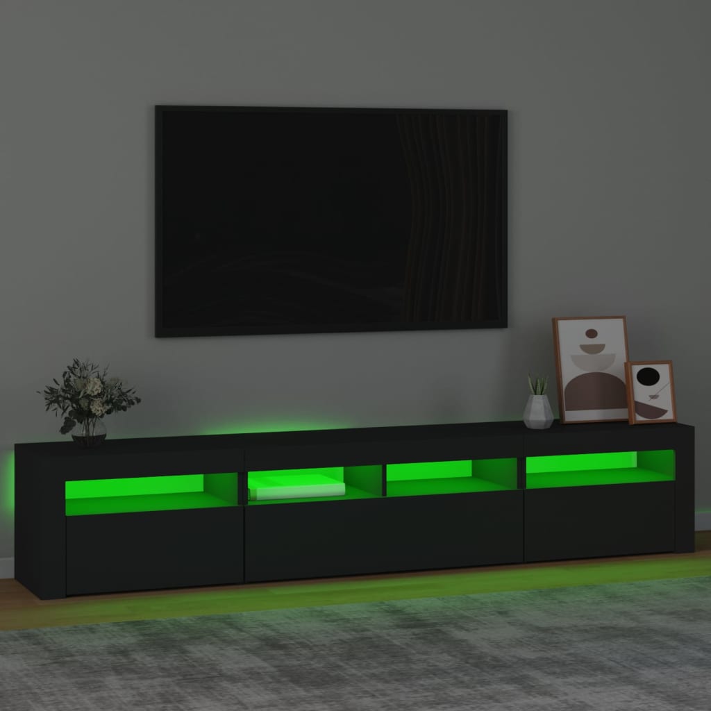 vidaXL Mobile Porta TV con Luci LED Nero 210x35x40 cm