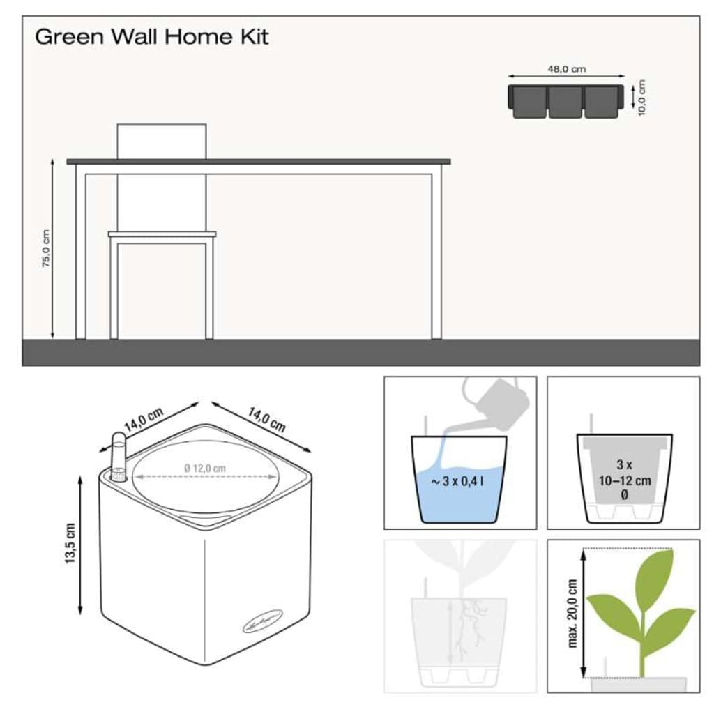 LECHUZA Fioriere 3 pz Green Wall Home Kit Bianco