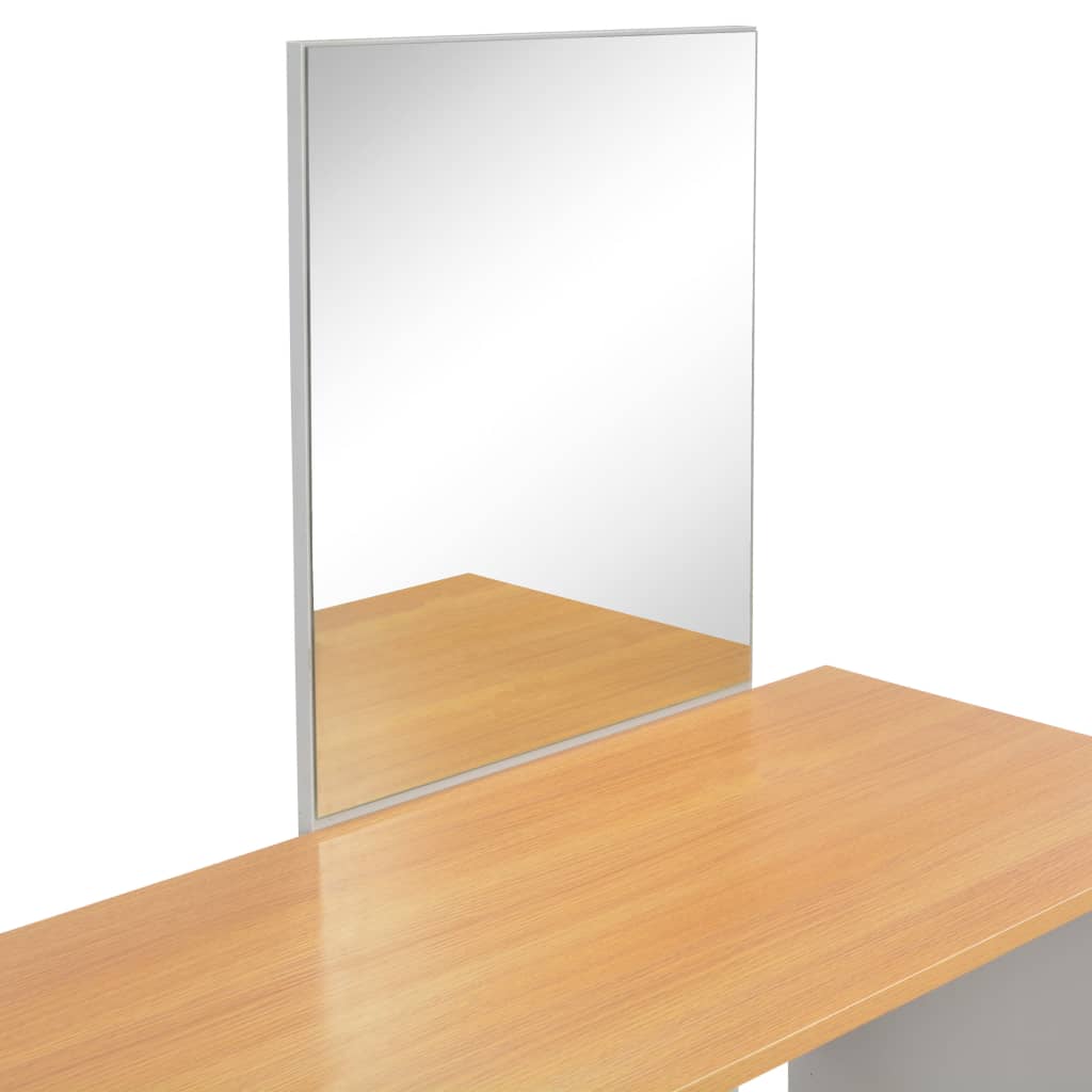 vidaXL Tavolo da Trucco con Specchio e Sgabello Grigio 104x45x131 cm
