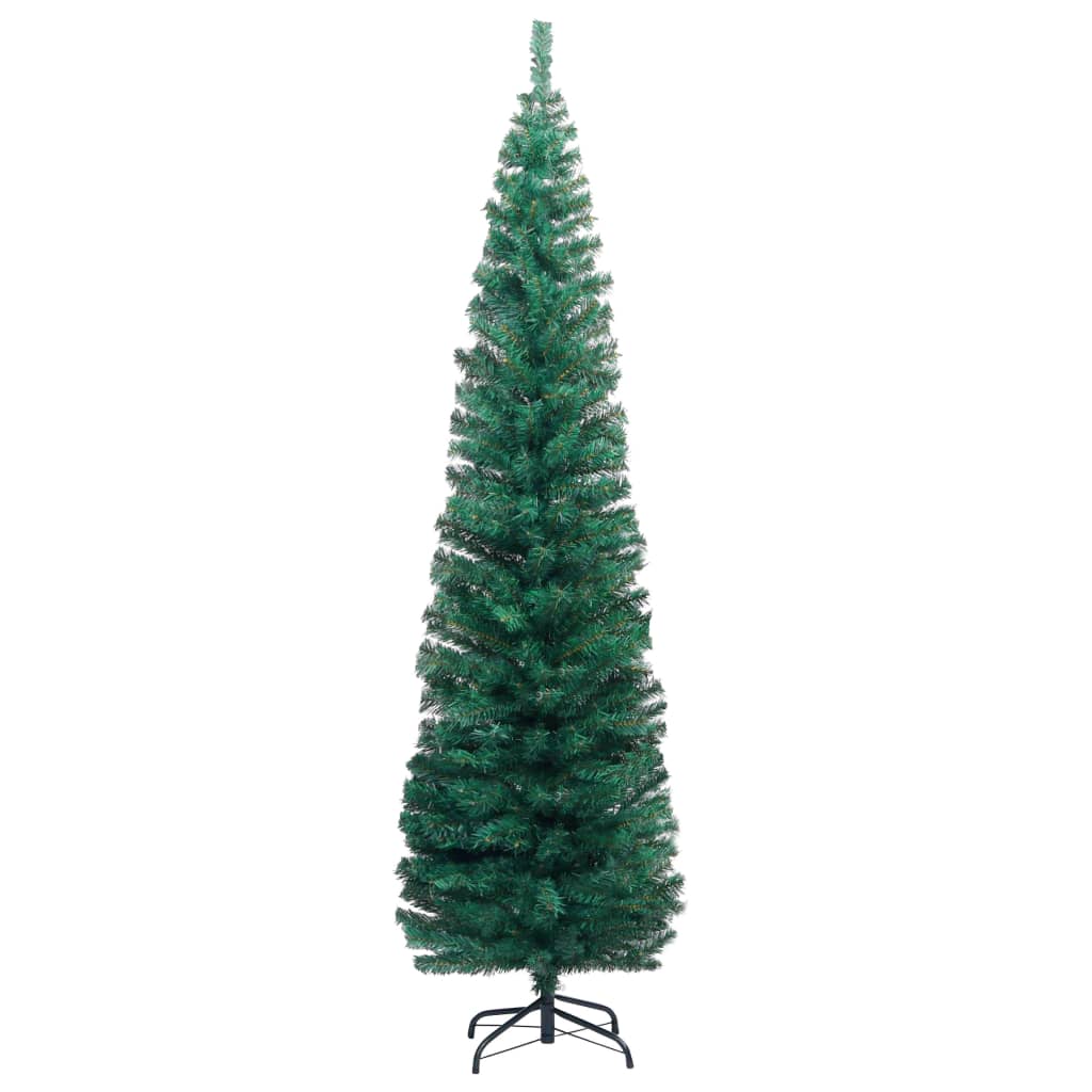 vidaXL Albero di Natale Sottile Preilluminato con Supporto Verde 180cm