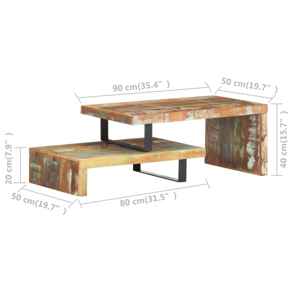 vidaXL Set Tavolini da Salotto 2 pz in Legno Massello di Recupero