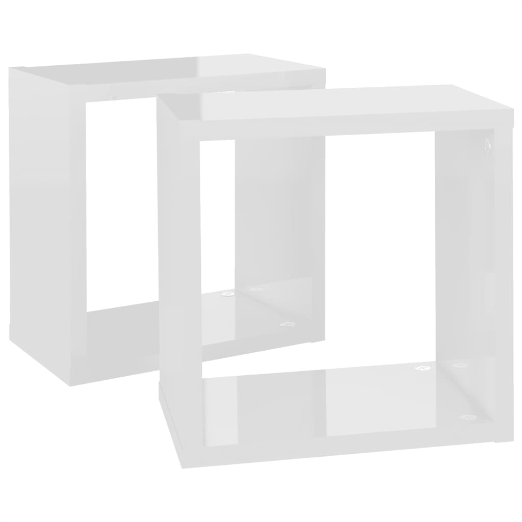 vidaXL Mensole Parete a Cubo 2 pz Bianco Lucido 26x15x26 cm