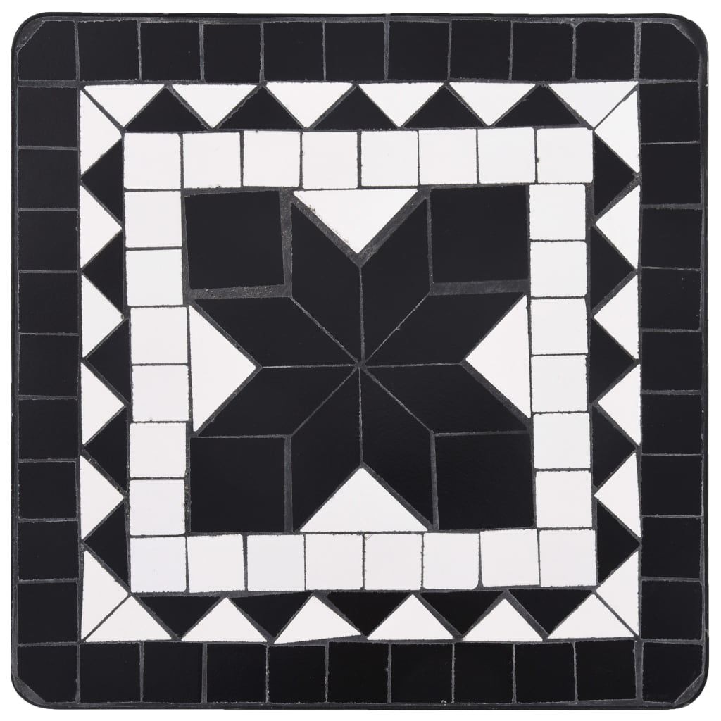 vidaXL Tavolino di Servizio con Mosaico Nero e Bianco in Ceramica