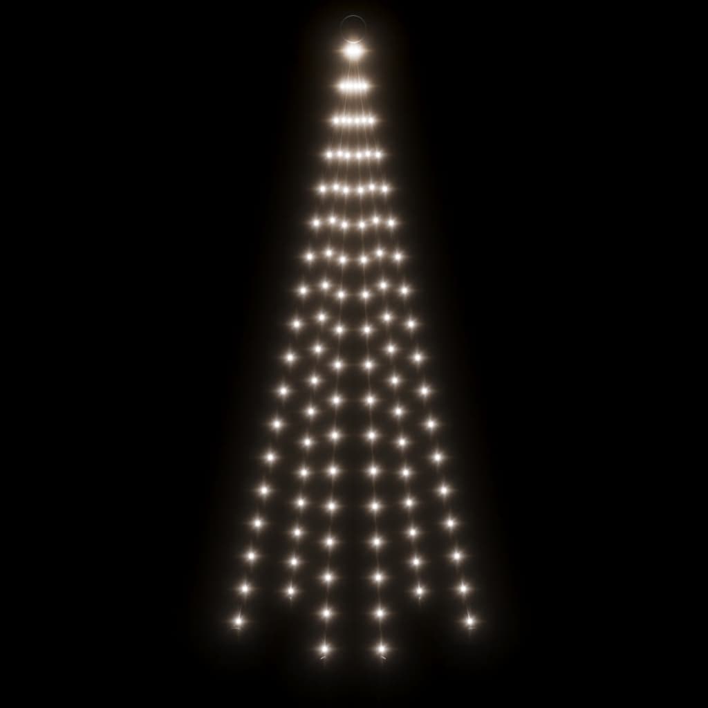 vidaXL Albero di Natale Pennone Bianco Freddo 108 LED 180 cm
