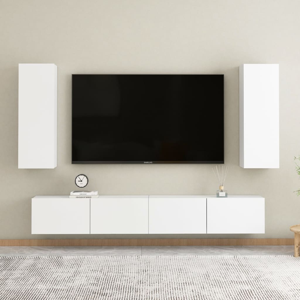 vidaXL Mobile Porta TV Bianco 30,5x30x90 cm in Legno Multistrato