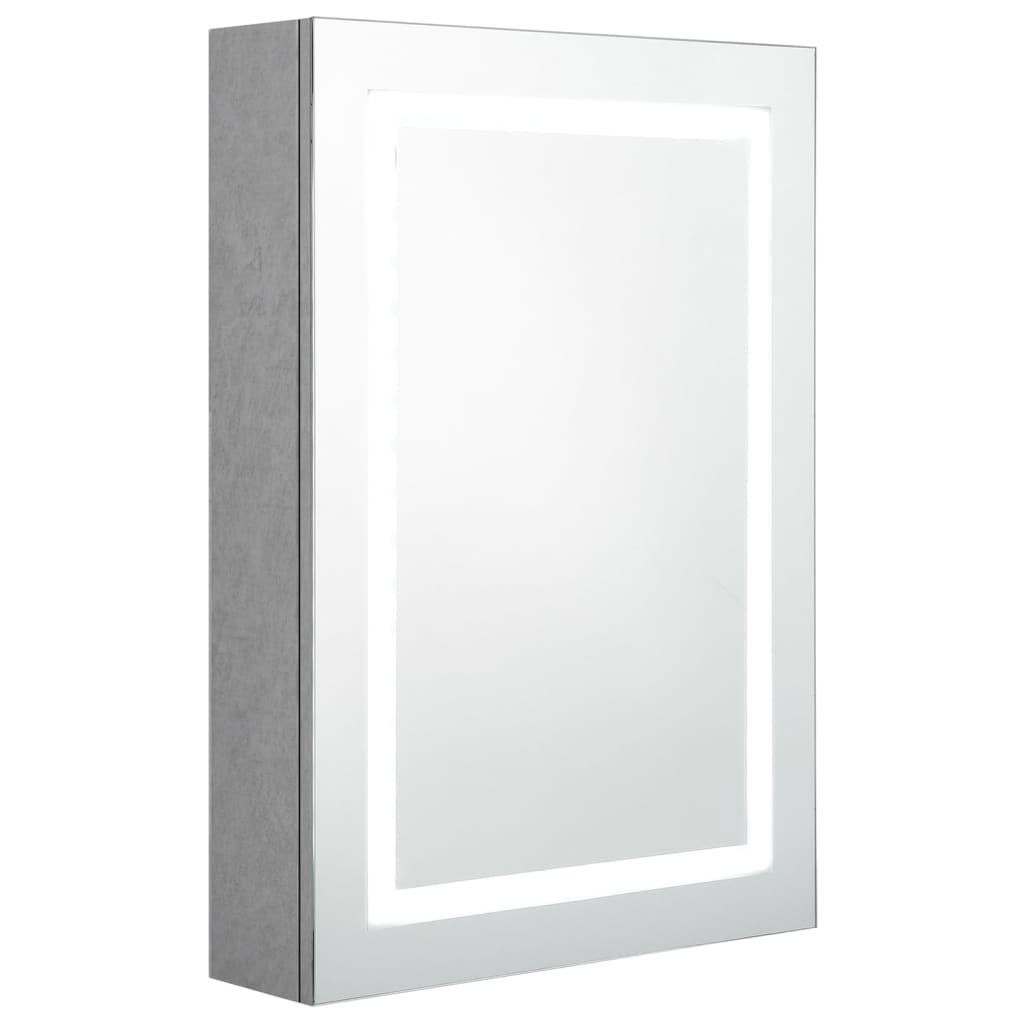vidaXL Armadietto Bagno con Specchio e LED Grigio Cemento 50x13x70 cm