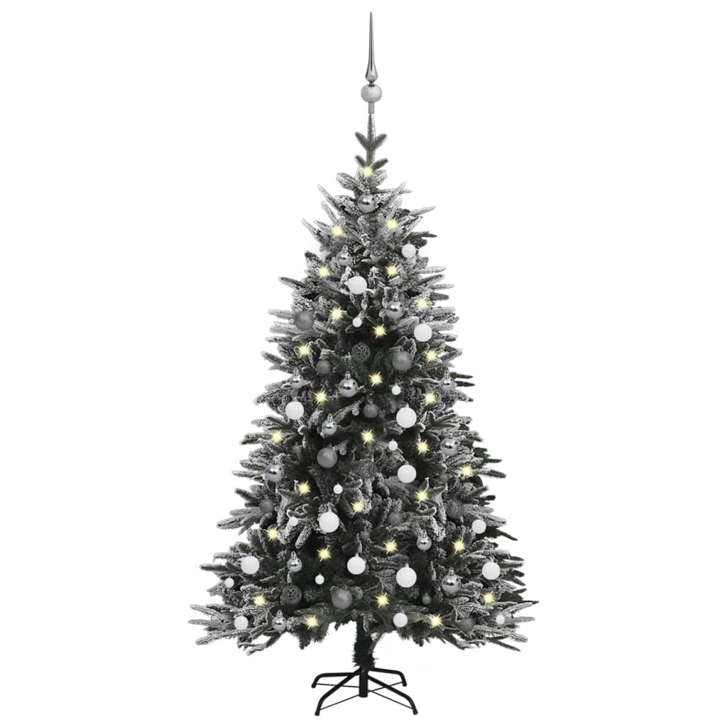 vidaXL Albero Natale Artificiale con LED Palline e Neve 150cm PVC e PE