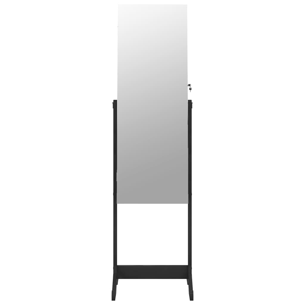 vidaXL Armadio Portagioie Specchio Autoportante Nero 42x38x152 cm
