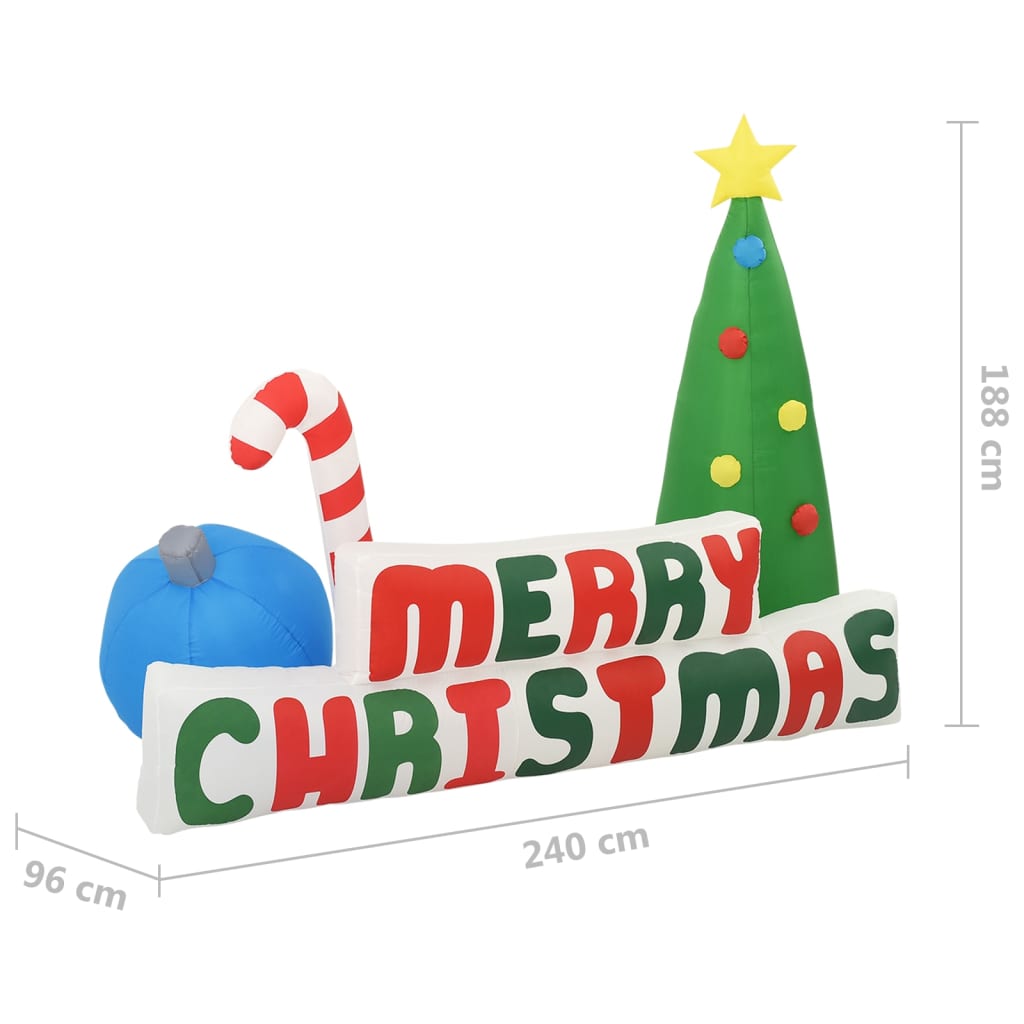 vidaXL Albero Natale Merry Christmas Gonfiabile con LED 240x188 cm