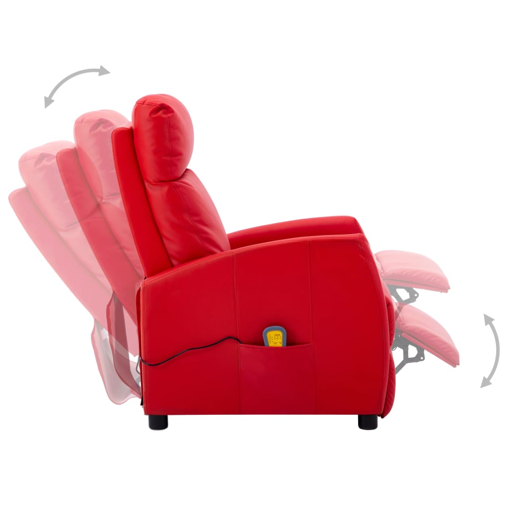 vidaXL Poltrona Massaggiante Rossa in Similpelle