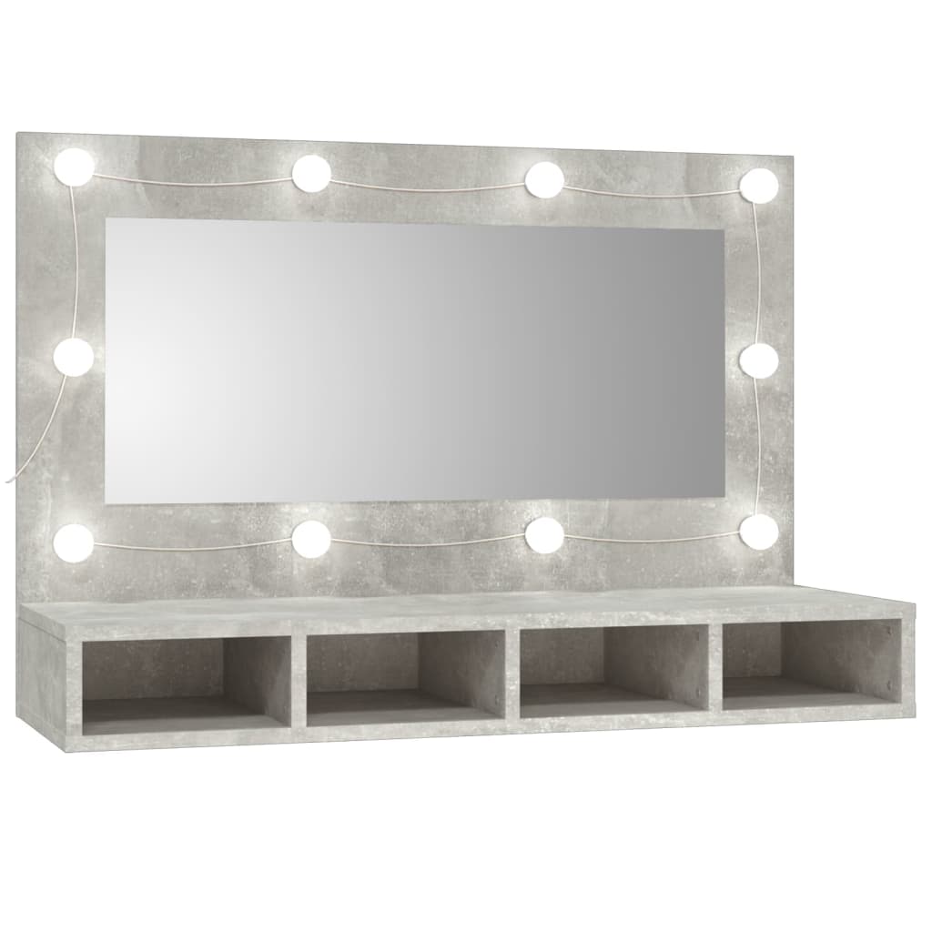 vidaXL Mobile a Specchio con LED Grigio Cemento 90x31,5x62 cm