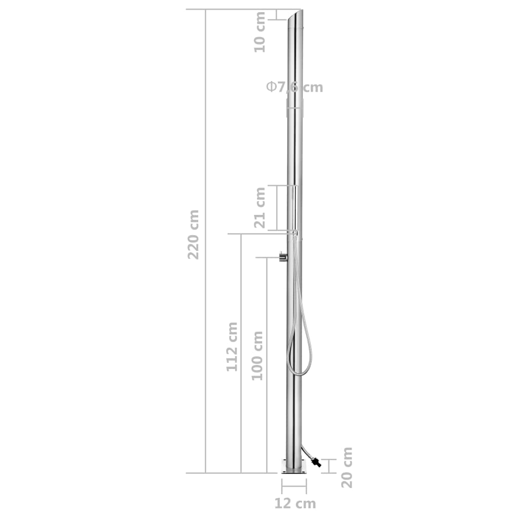 vidaXL Doccia da Giardino con Base Marrone 225 cm in Acciaio Inox