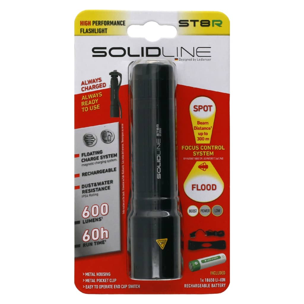 SOLIDLINE Torcia Ricaricabile ST8R con Clip 600 lm