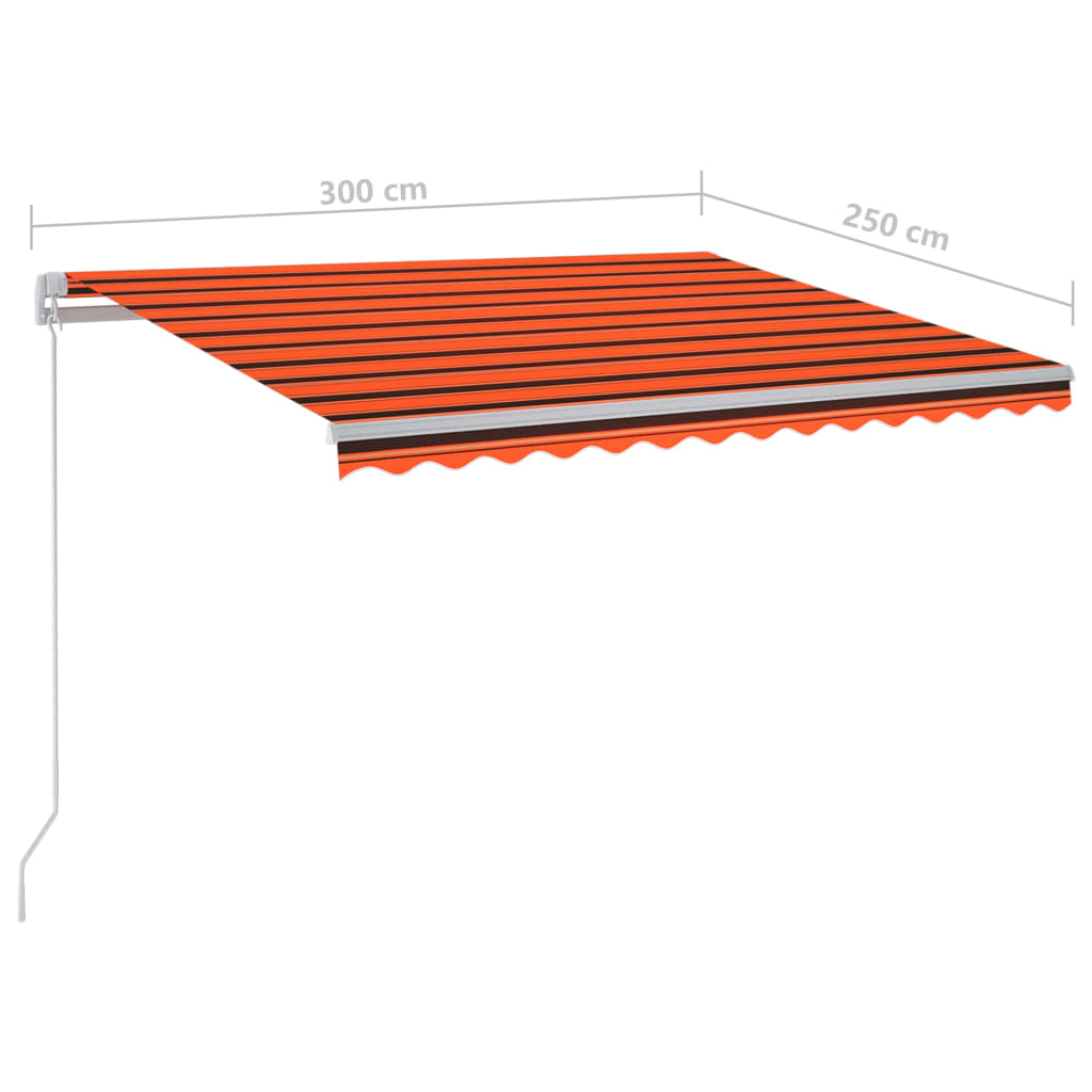 vidaXL Tenda da Sole con LED Sensore Vento 3x2,5 m Arancione Marrone