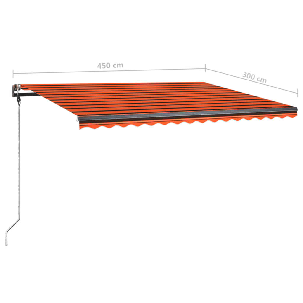 vidaXL Tenda da Sole Retrattile Manuale LED 450x300 cm Arancio Marrone