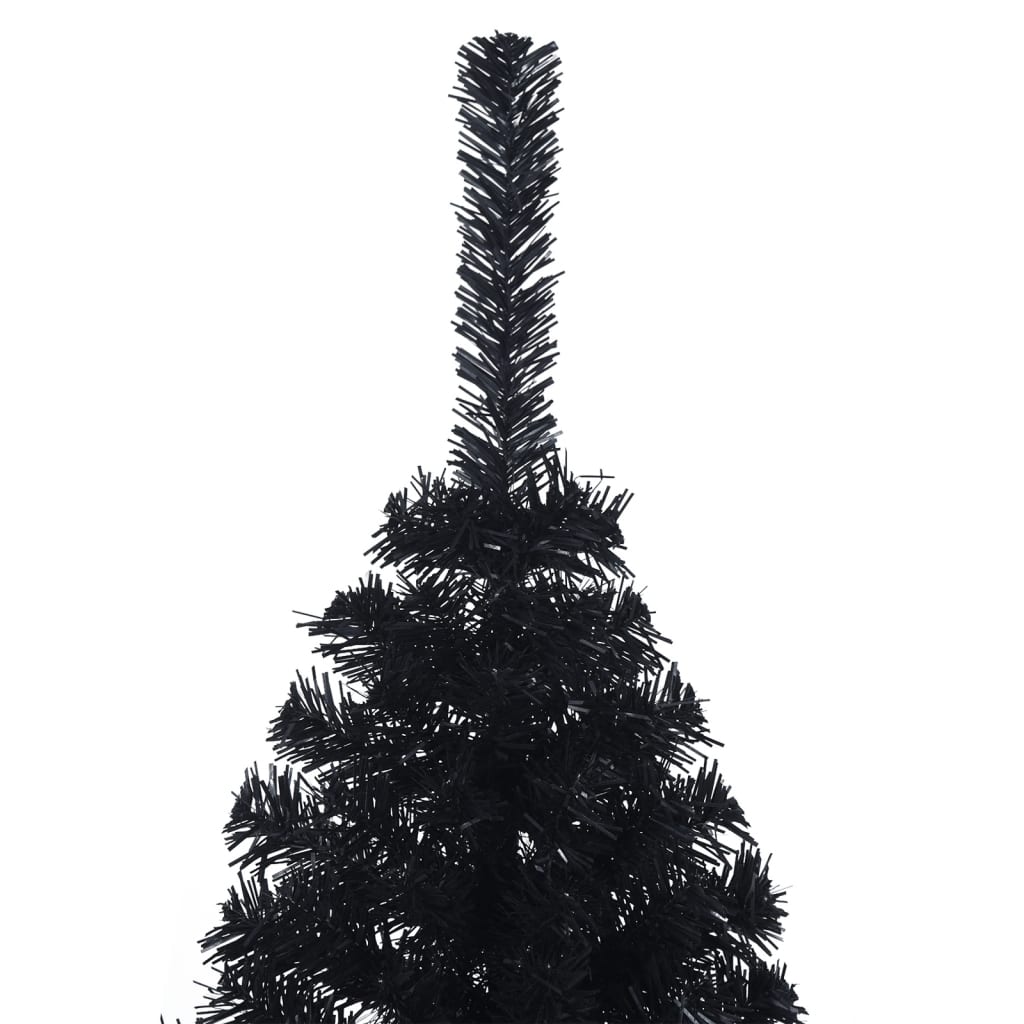 vidaXL Albero di Natale Artificiale a Metà con Base Nero 150 cm PVC