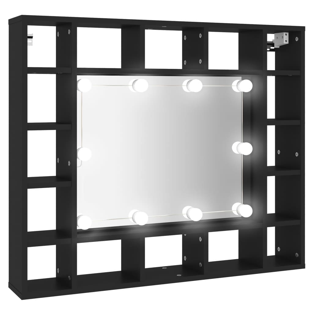 vidaXL Armadietto a Specchio con LED Nero 91x15x76,5 cm