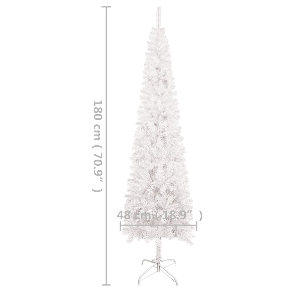 vidaXL Albero di Natale Sottile Preilluminato Bianco 180 cm