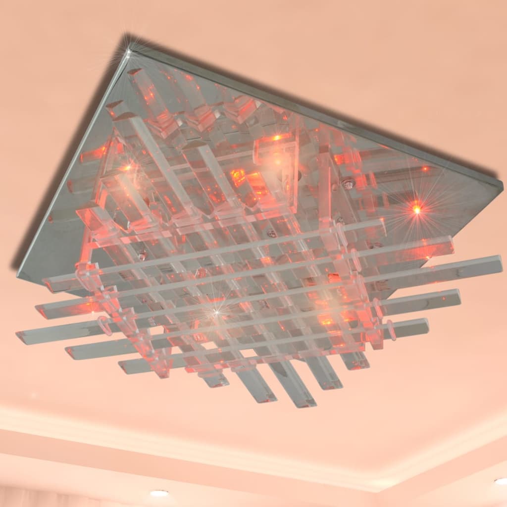 Lampada da Soffitto RGB a LED Quadrata con Strisce di Vetro