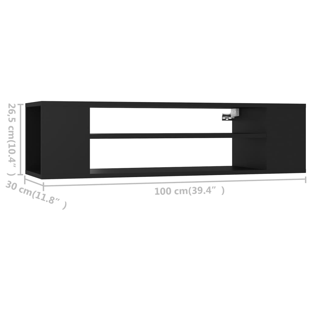 vidaXL Mobile Porta TV Pensile Nero 100x30x26,5 cm Legno Multistrato