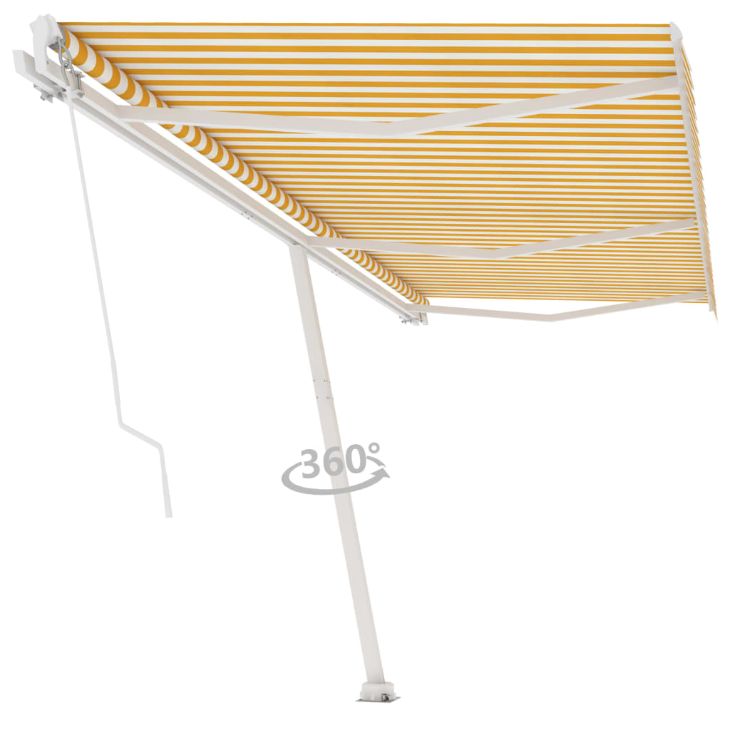 vidaXL Tenda da Sole Autoportante Manuale 600x350 cm Gialla Bianca