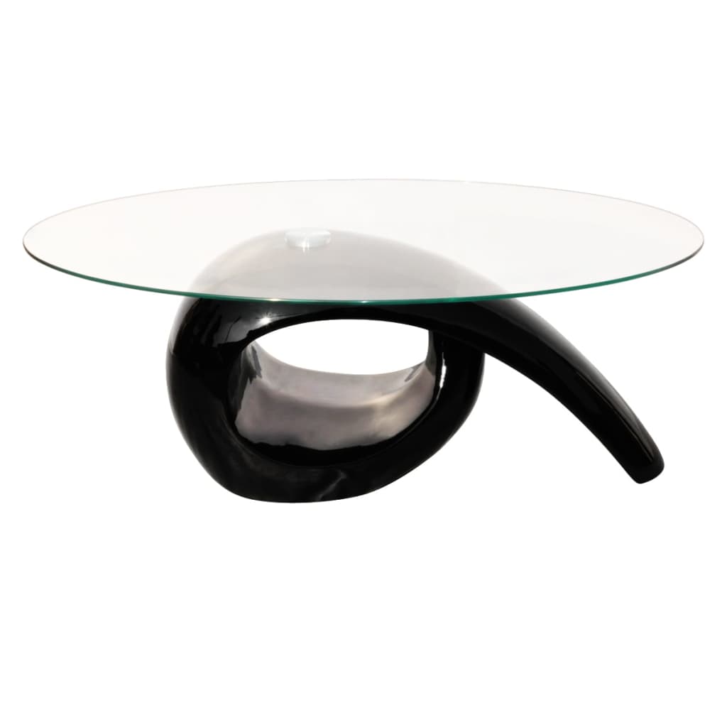 vidaXL Tavolino da Caffè con Ripiano Ovale in Vetro Nero Lucido