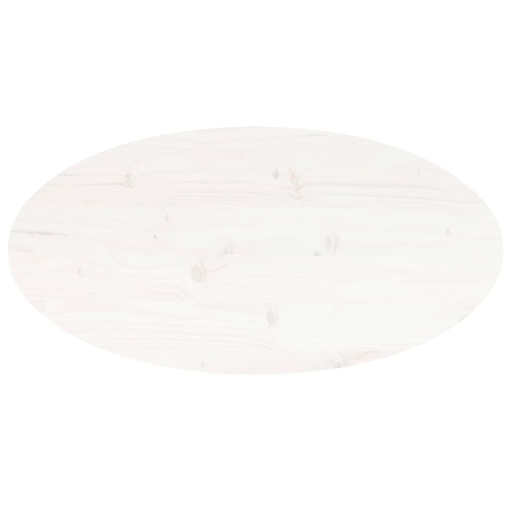 vidaXL Piano Tavolo Bianco 60x30x2,5cm in Legno Massello di Pino Ovale