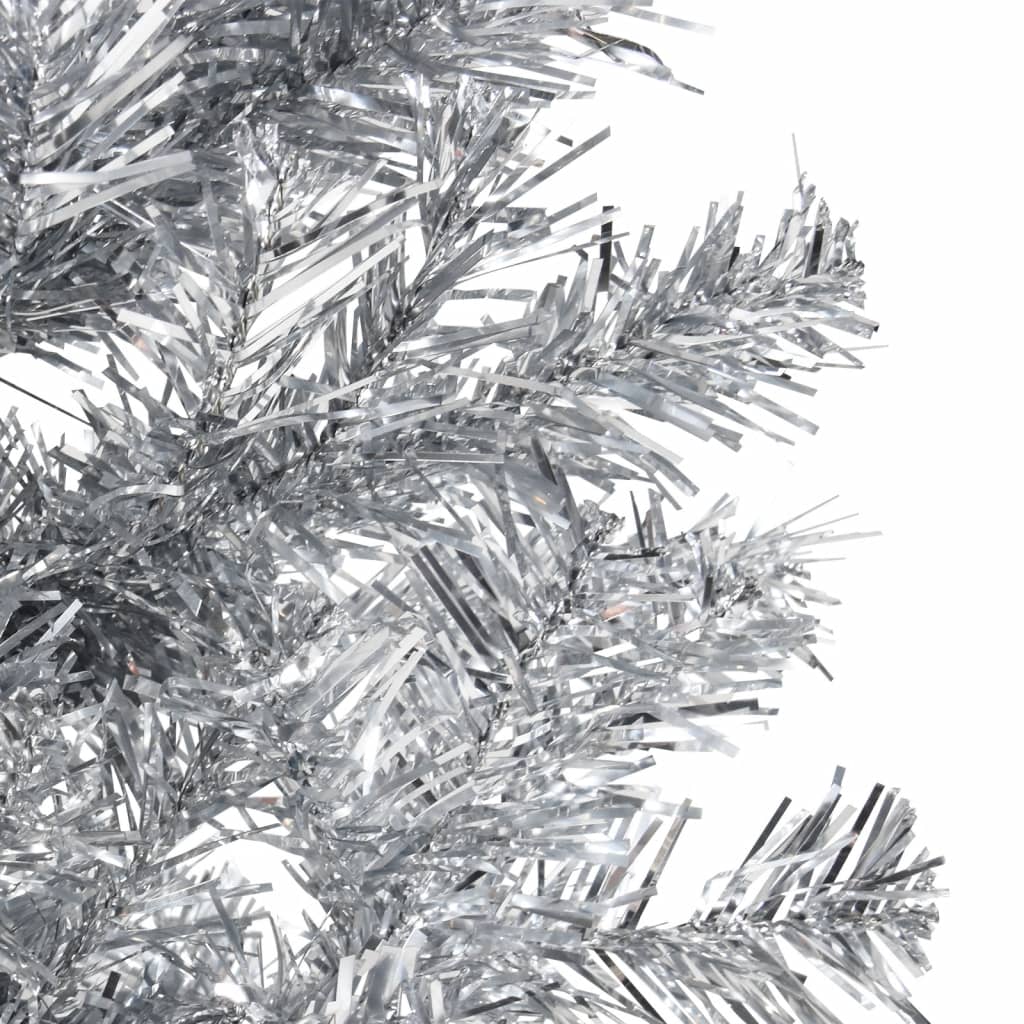 vidaXL Albero Natale Artificiale Sottile a Metà Supporto Argento 120cm