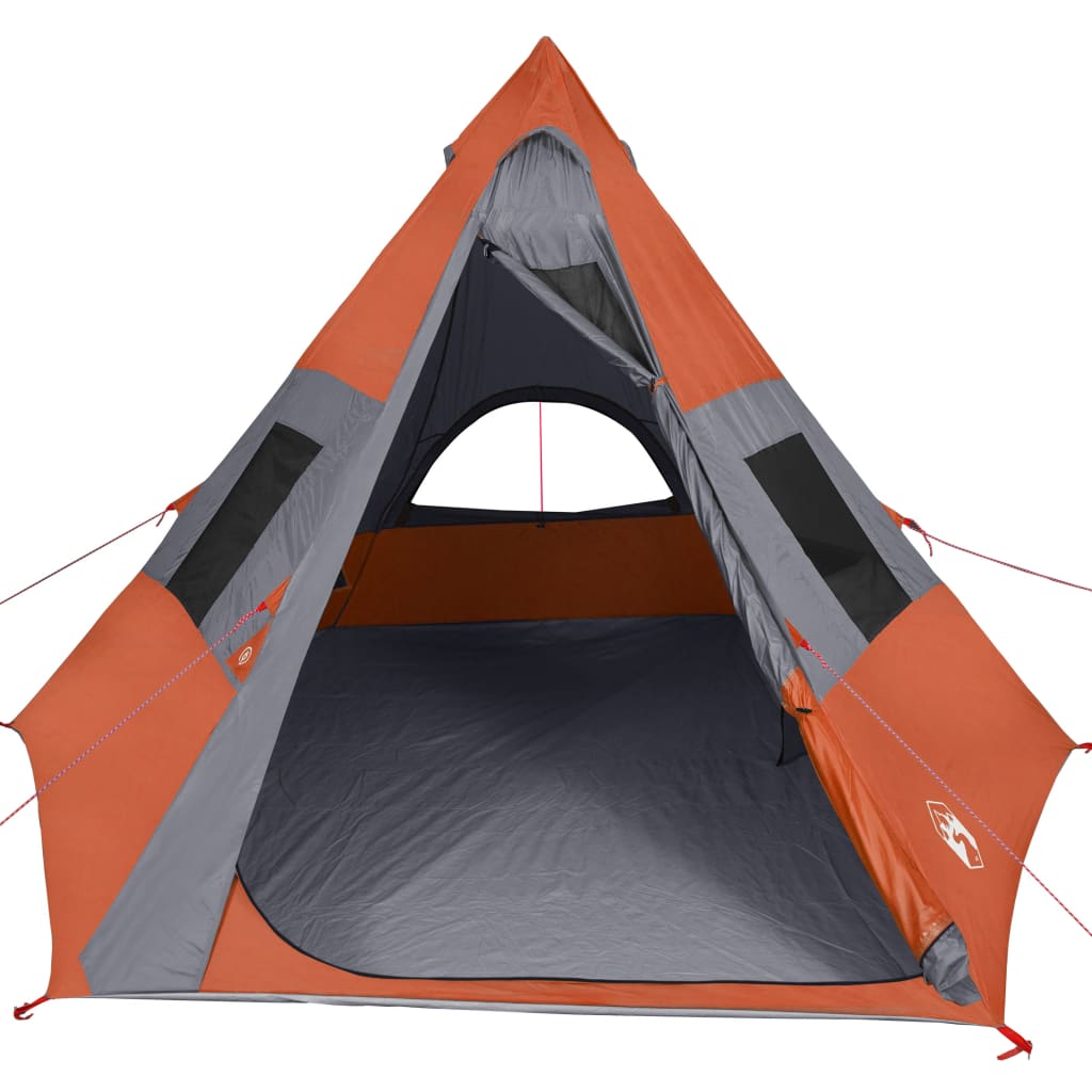 vidaXL Tenda Campeggio Tipi 7 Persone Grigio/ Arancione Impermeabile