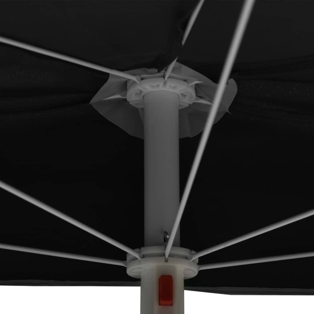 vidaXL Ombrellone Semicircolare da Giardino con Palo 180x90 cm Nero