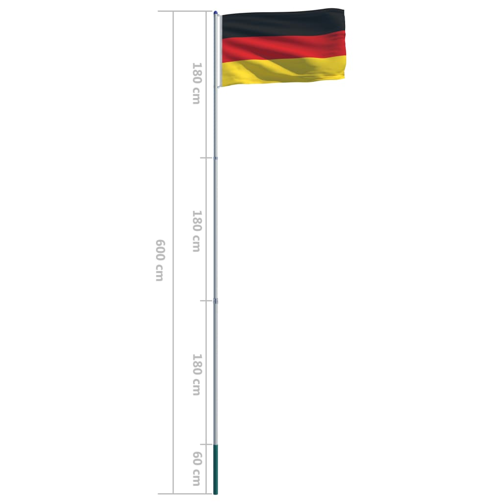 vidaXL Bandiera della Germania con Pennone in Alluminio 6 m