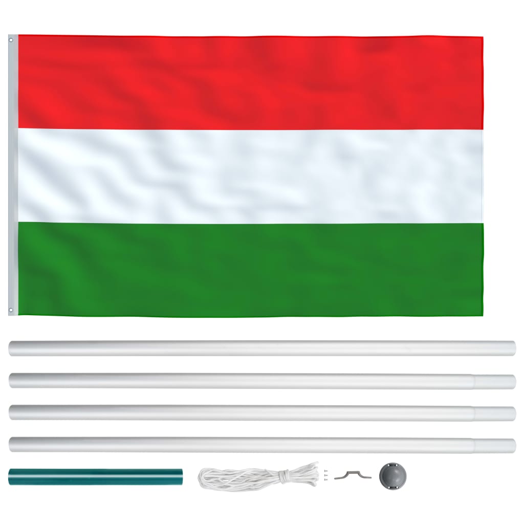 vidaXL Bandiera dell'Ungheria con Pennone in Alluminio 6,2 m