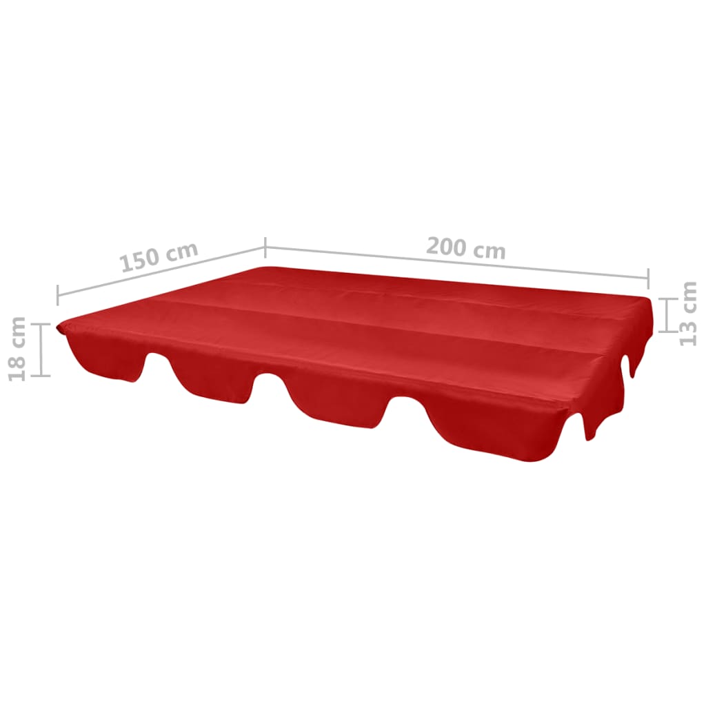 vidaXL Baldacchino di Ricambio per Dondolo da Giardino Rosso 226x186cm